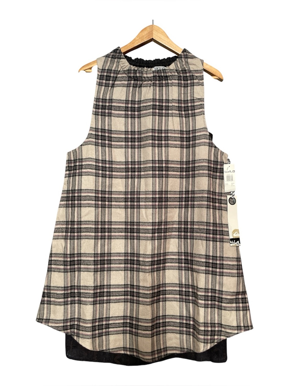 Quicksilver Plaid Sleeveless Shift Dress Small lace wool blend punk rock